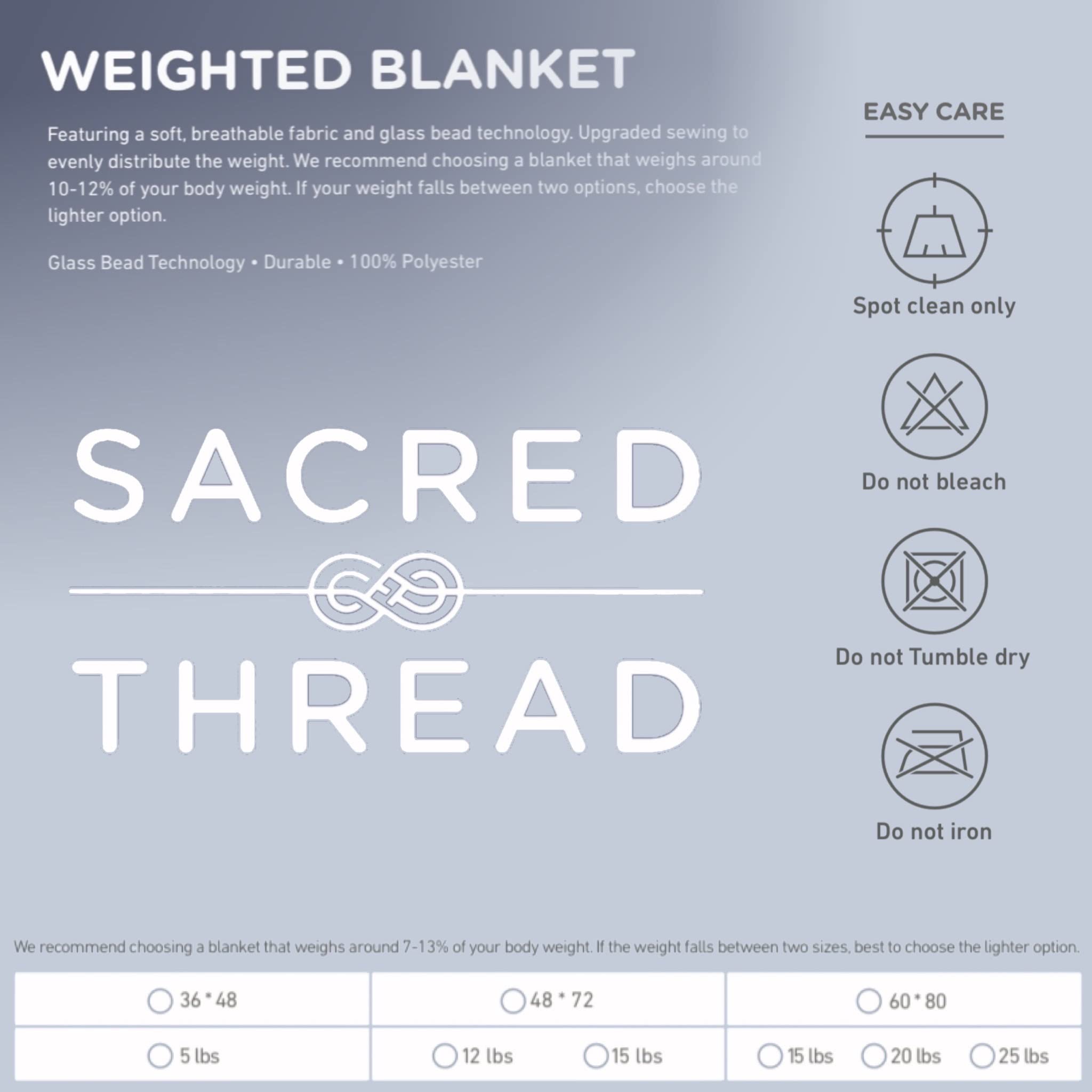 Sacred Thread Weighted Blanket - Great for Kids and Adults - Heavy Blanket with High Breathability - Soft, Durable Cover Glass Beads