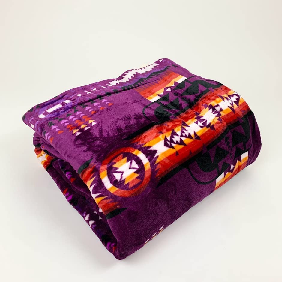 Sacred Thread Sherpa Fleece Blanket, Southwestern Aztec Throw
