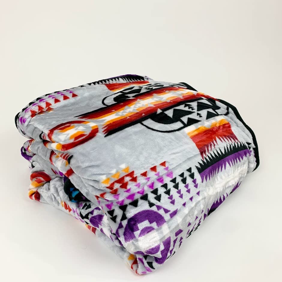 Sacred Thread Sherpa Fleece Blanket, Southwestern Aztec Throw