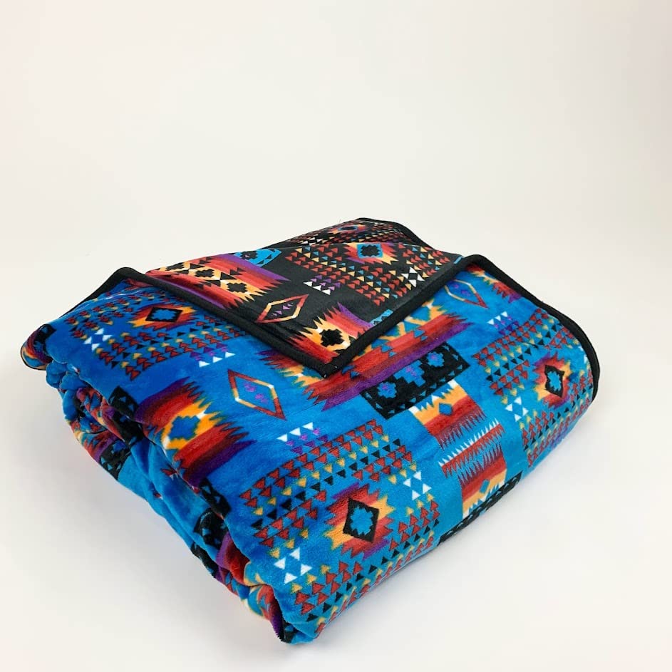 Sacred Thread Sherpa Fleece Blanket, Southwestern Aztec Throw
