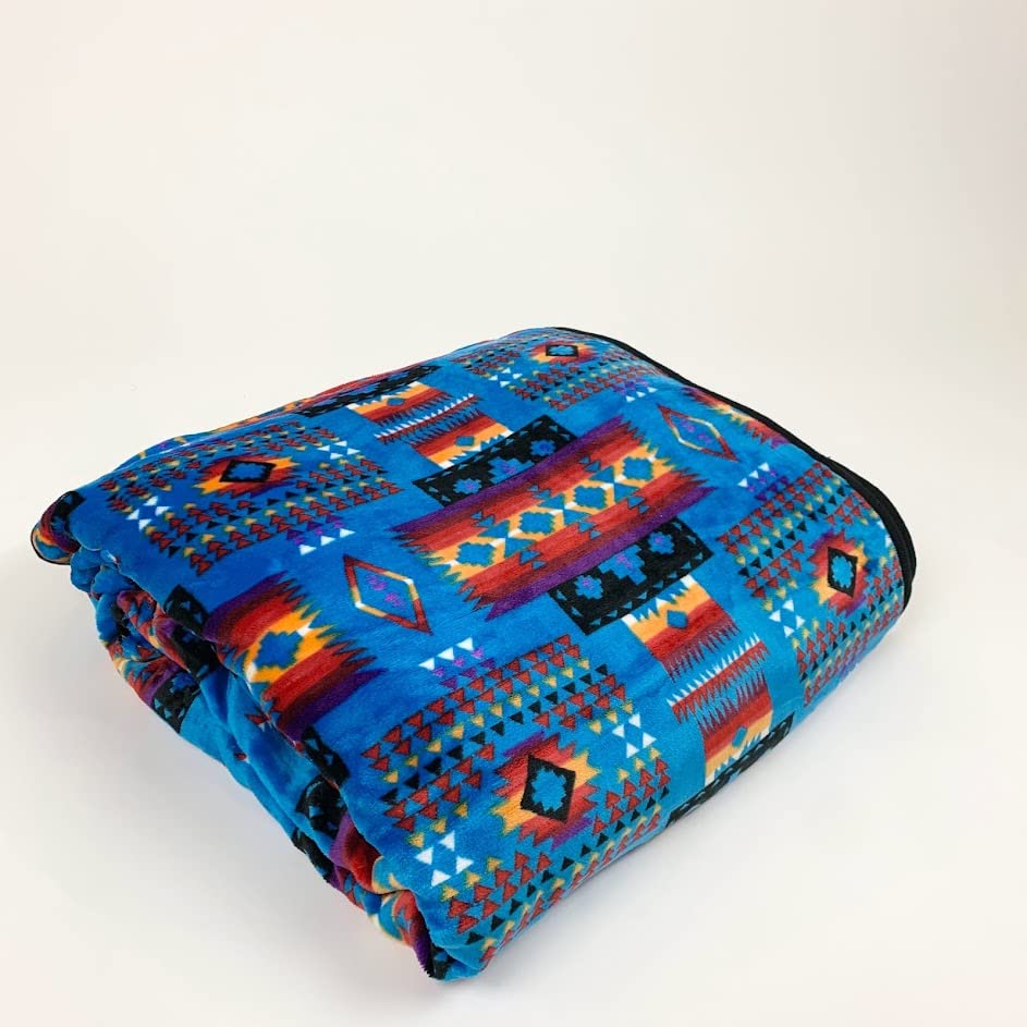 Sacred Thread Sherpa Fleece Blanket, Southwestern Aztec Throw