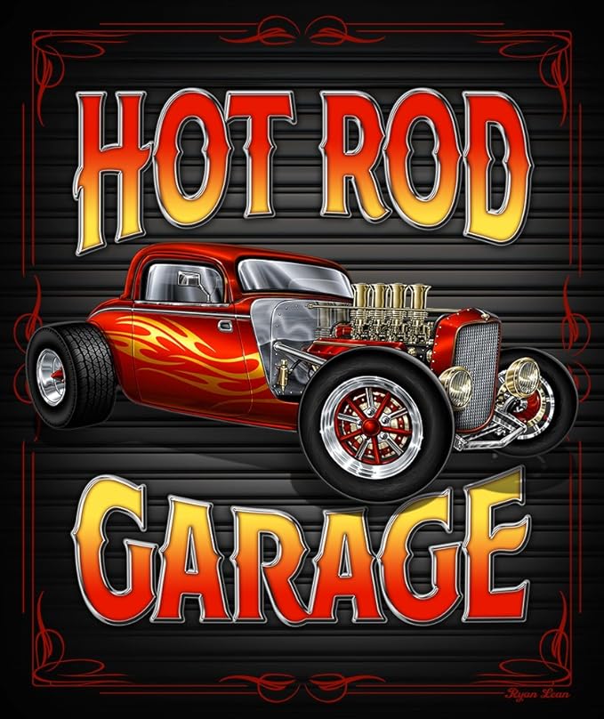Plush Queen Hot Rod Blanket - Extremely Soft - Machine Washable - Hot Rod Garage