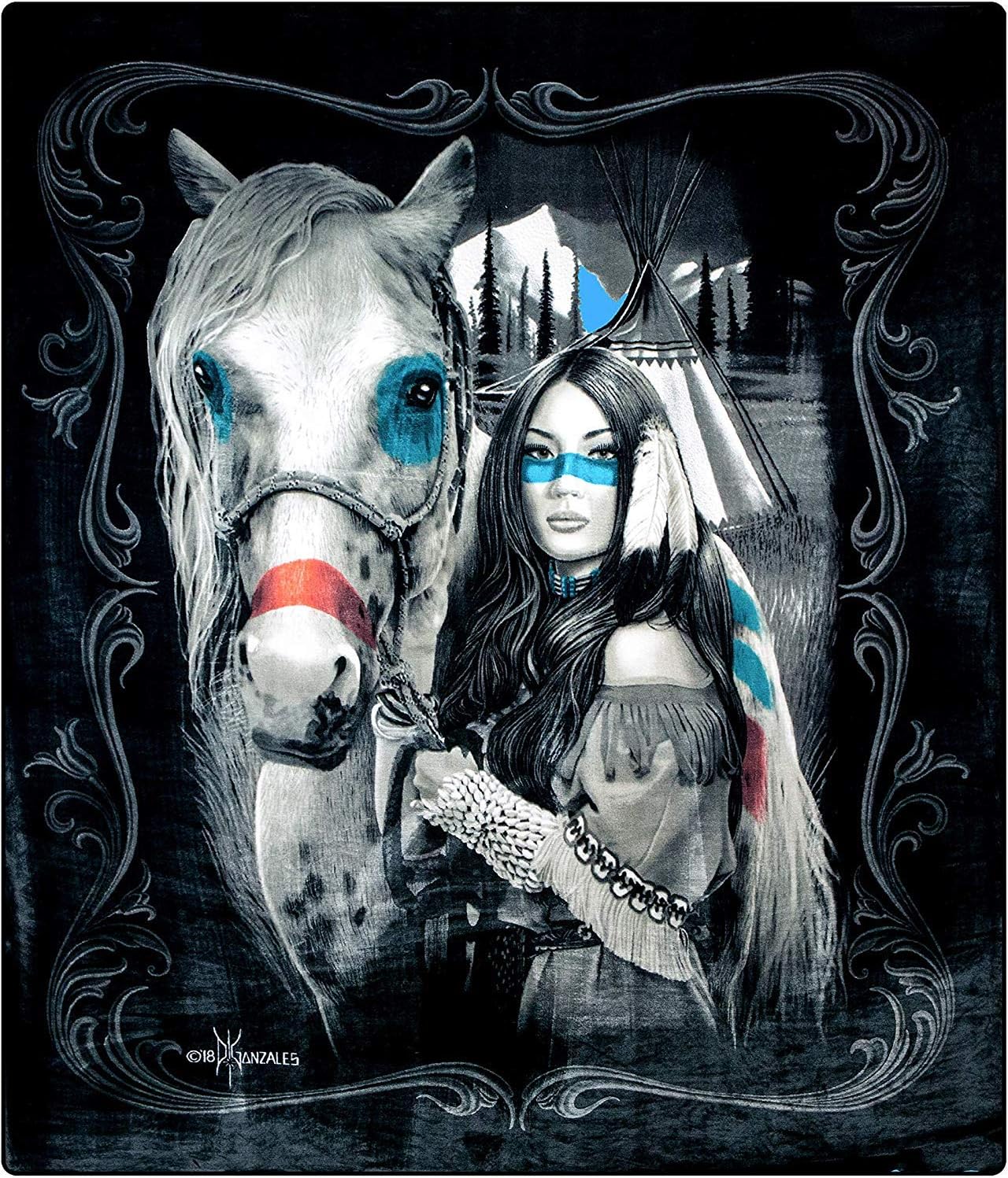 Plush Queen Size Blanket - Extremely Soft - Machine Washable - PRINCESS HORSE