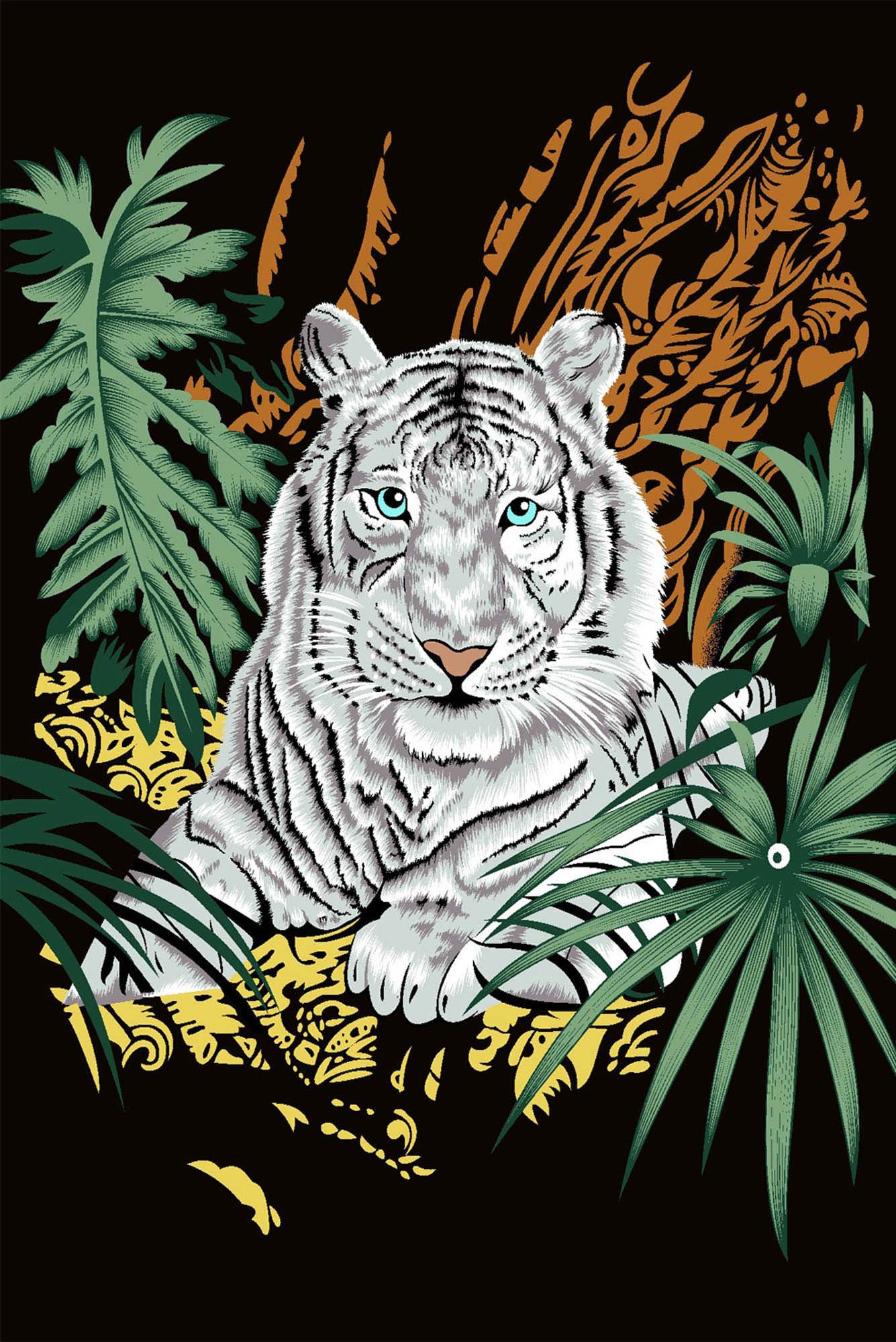 Plush Queen Size Tiger Blanket - Extremely Soft - Machine Washable - White Tiger