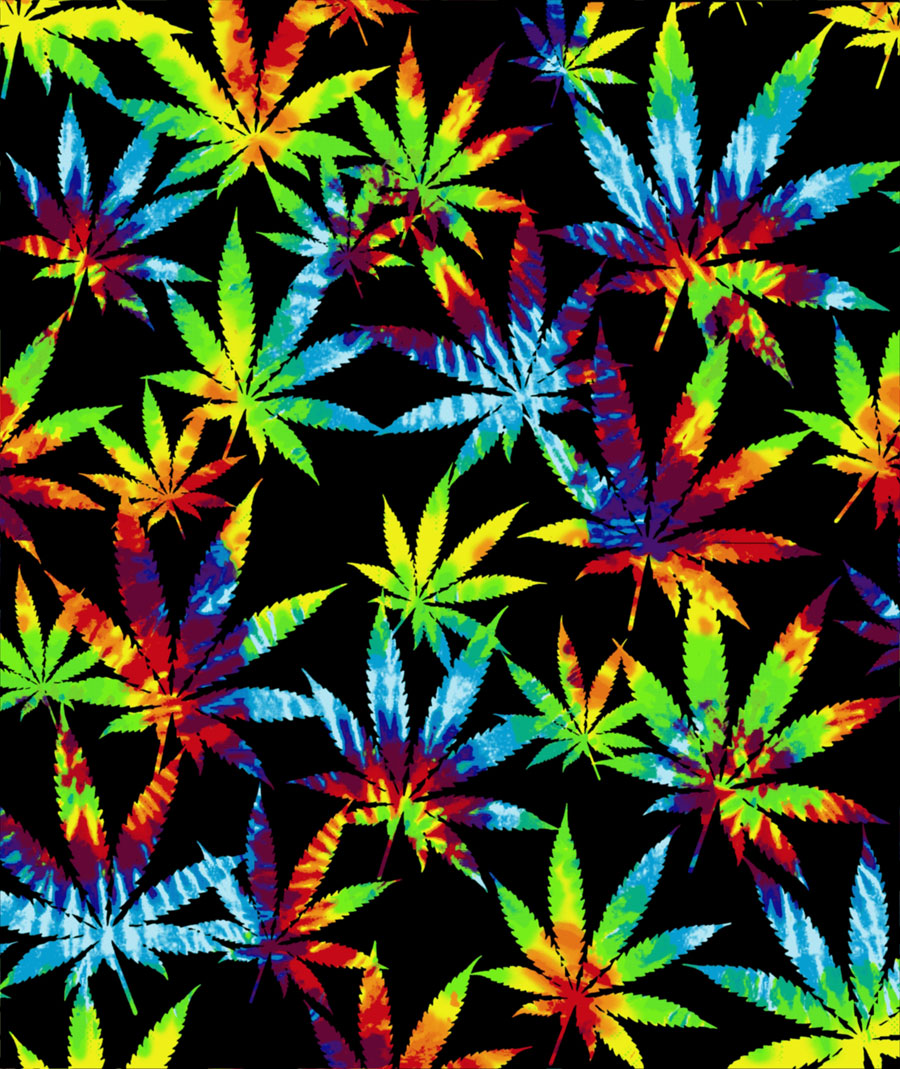 Plush Queen Size Marijuana Blanket - Extremely Soft - Machine Washable - Tie Dye Leaves